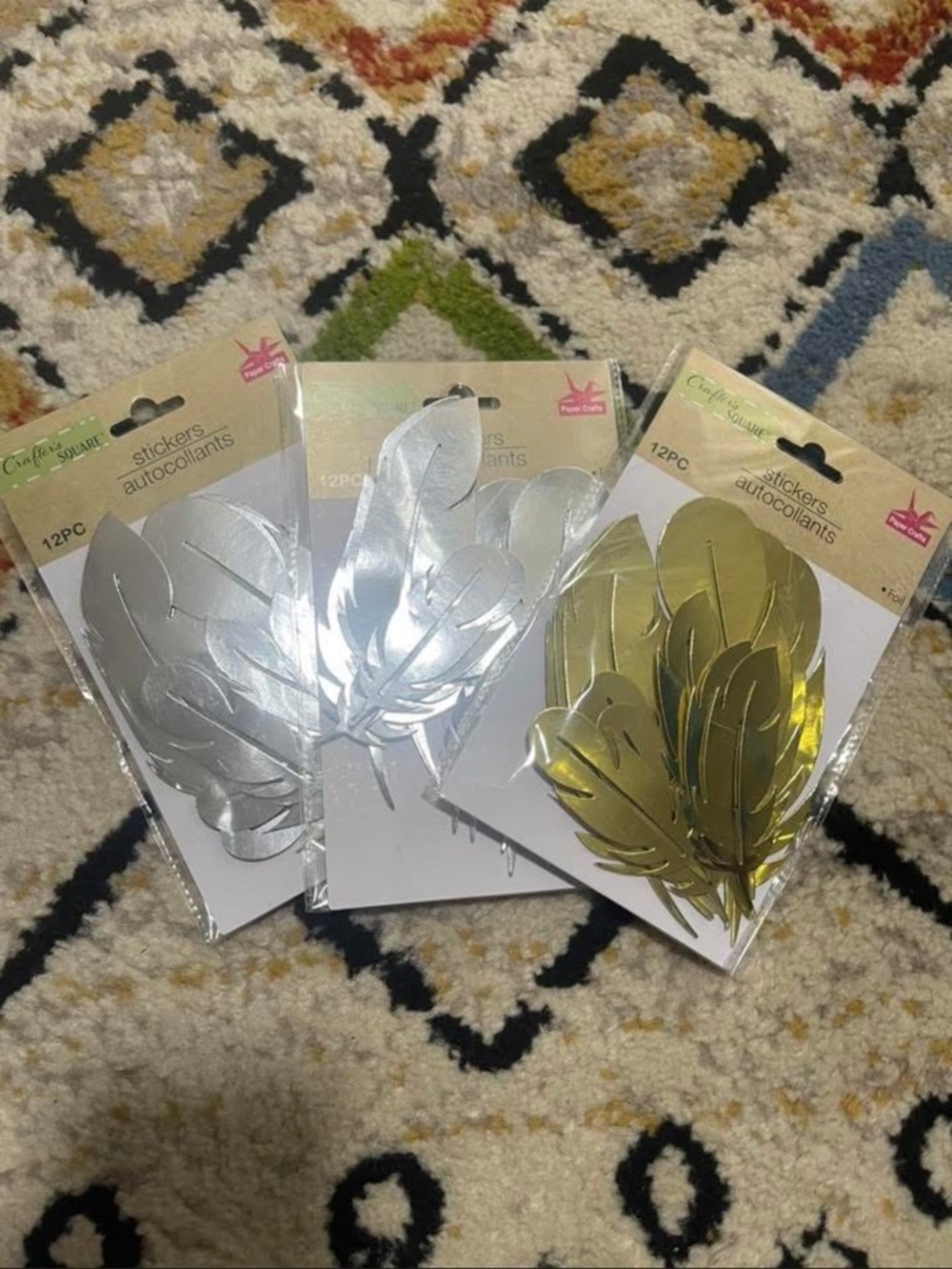 Metallic Feather Sticker Pack - Silver & Gold